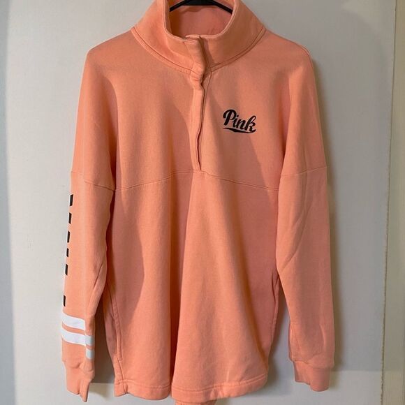 PINK by VS Peachy Pink 1/4 Button Down Pullover Sweater - Picture 5 of 9